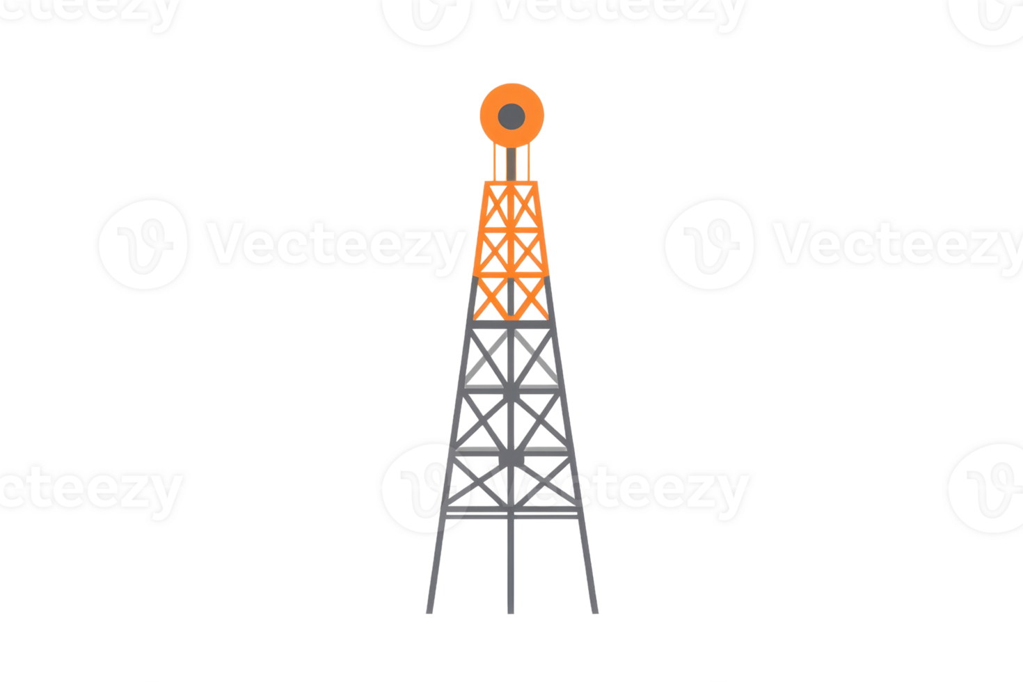 Illustration of a communication tower with an orange top. Perfect for technology, networking, and telecommunications concepts. png
