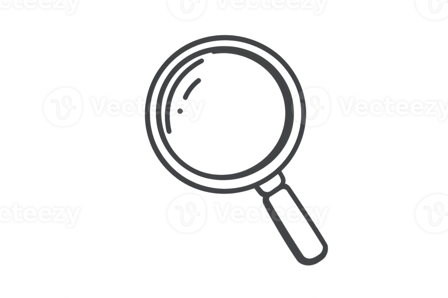 Illustration of a magnifying glass with a transparent background, symbolizing search, inspection, and discovery. png