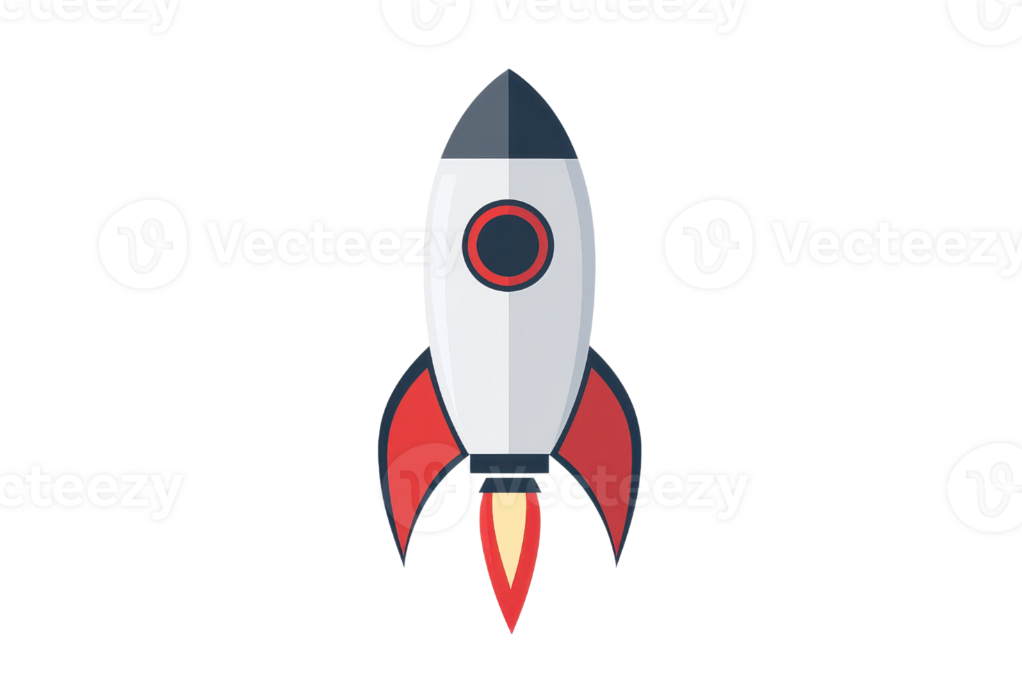 Illustration of a cartoon rocket launching with a fiery trail, symbolizing innovation, exploration, and progress in space travel technology. png