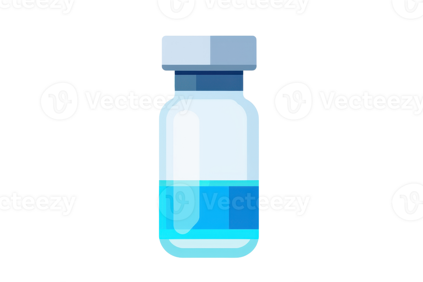 Illustration of a medical vial with blue liquid, used for vaccine or medication. Perfect for healthcare and medical themes. png