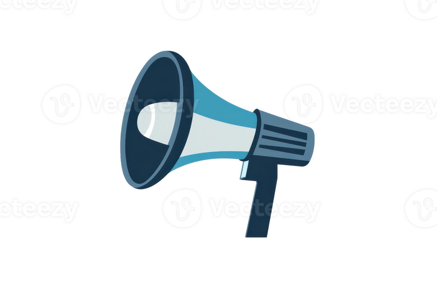 Illustration of a blue megaphone icon, symbolizing communication and announcement on a transparent background. Perfect for digital media use. png