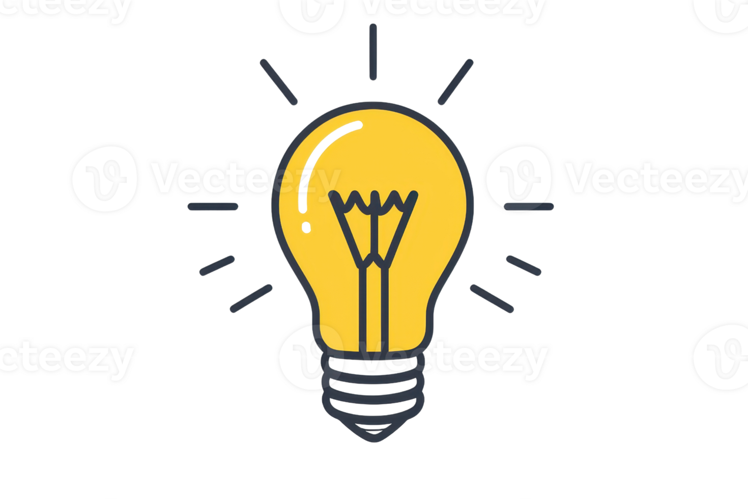 Illustration of a glowing light bulb signifying creativity, innovation, and bright ideas with a minimalist design aesthetic. png