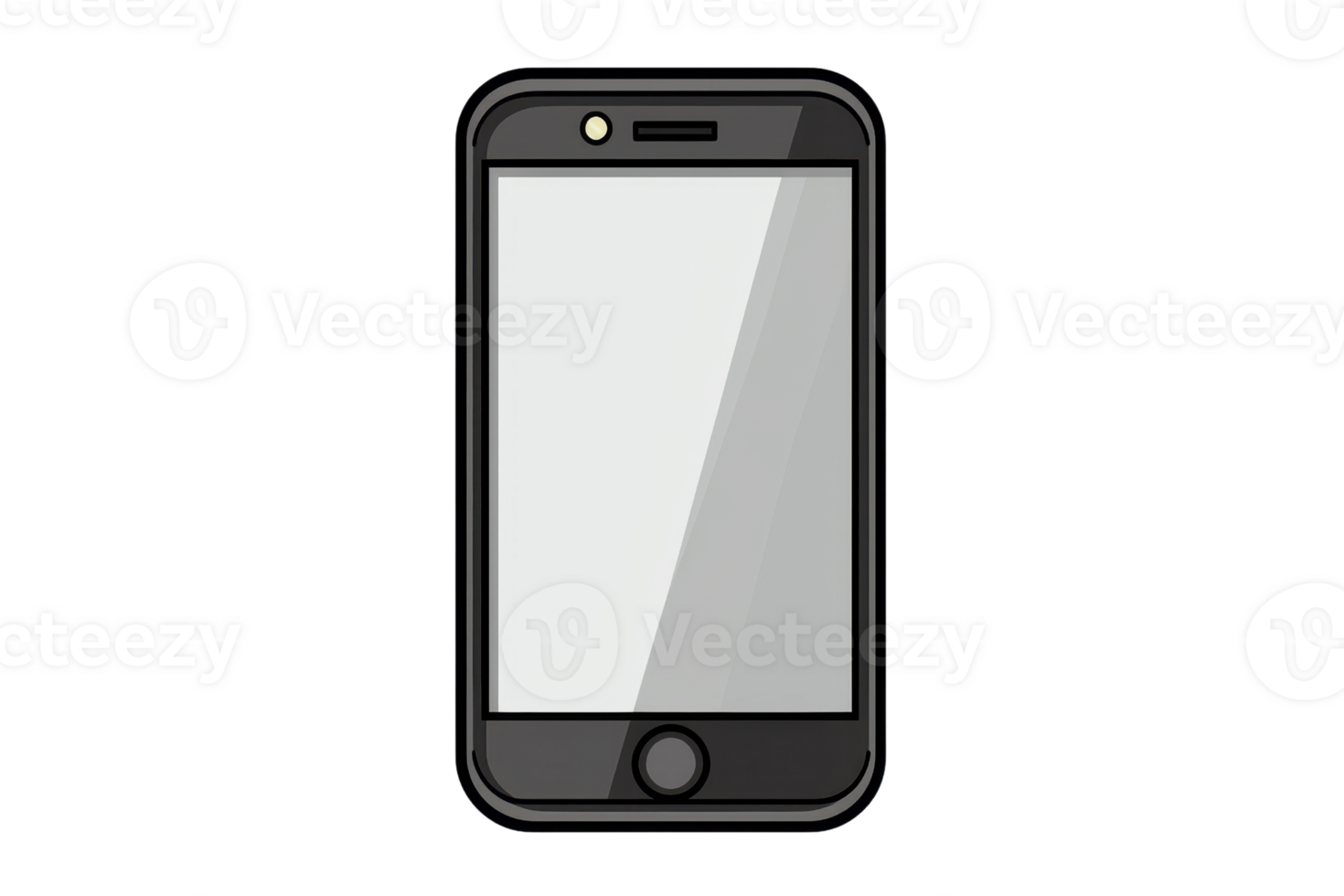 Illustration of a modern smartphone with a blank screen, perfect for technology themes and digital communication concepts. png