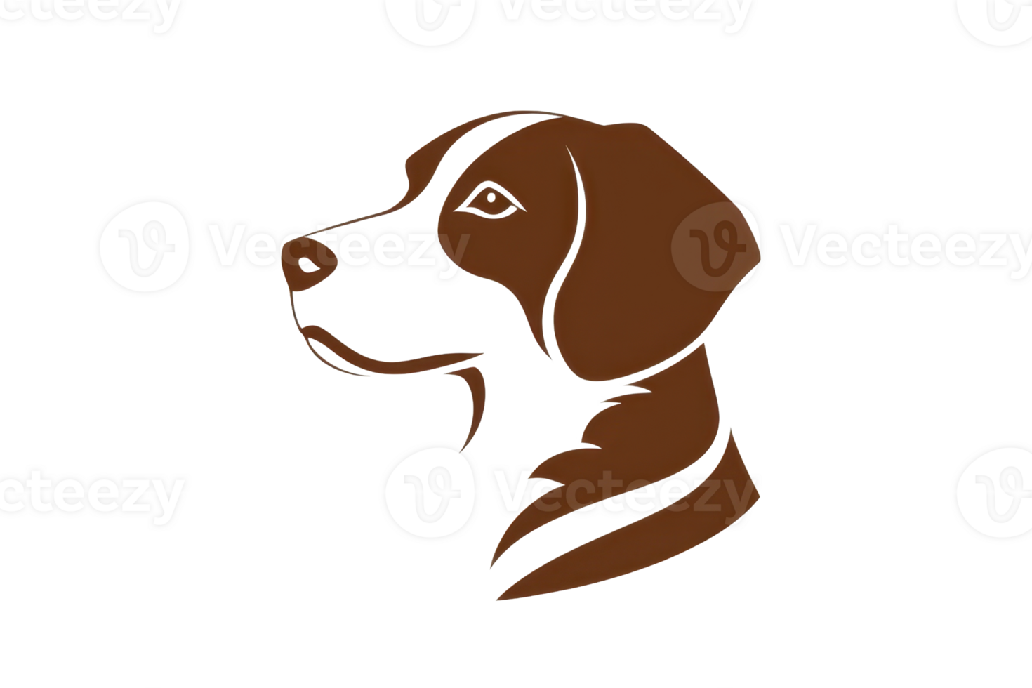 Illustration of a brown dog's profile in a minimalist design, featuring simple lines and a distinct canine silhouette on a transparent background. png