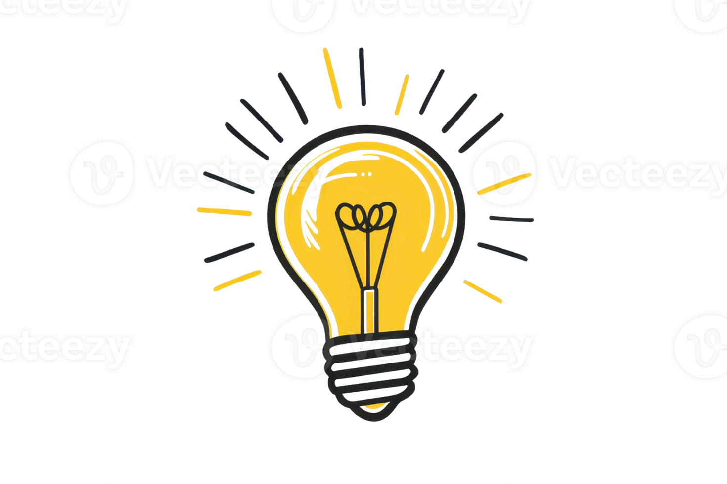 Illustration of a glowing lightbulb with bright, vibrant strokes symbolizing creativity, innovation, and ideas. Perfect for conceptual designs. png