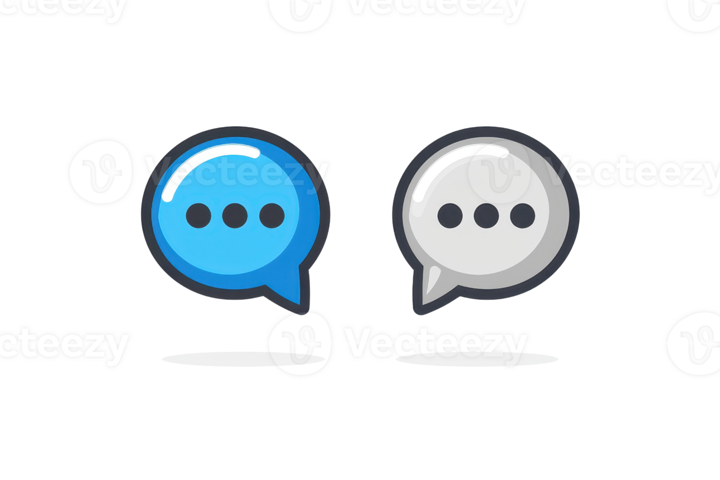 Illustration of blue and white speech bubble icons representing communication, dialogue, or chat in a minimalist style. png