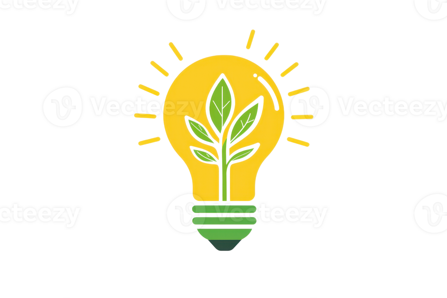 Illustration of a light bulb with a green plant inside, symbolizing eco-friendly innovation, sustainable energy, and environmental awareness. png