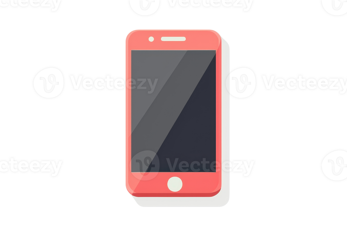 Illustration of a red smartphone with a simple, modern design. Perfect for technology-related content, digital concepts, or mobile themes. png