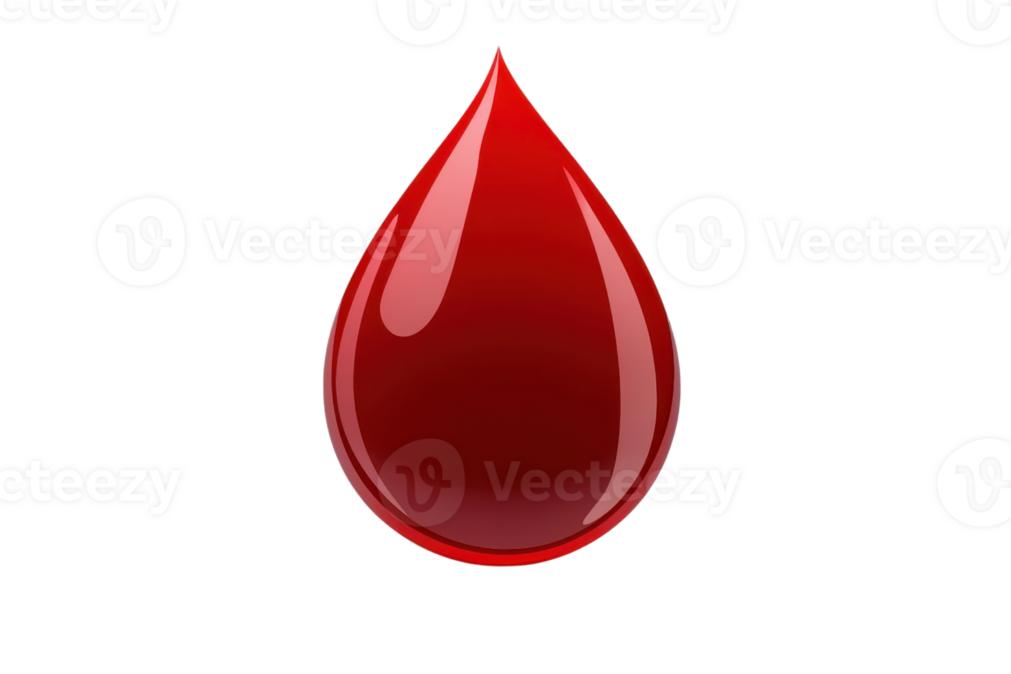 High-quality image of a single red blood droplet, symbolizing life, health, and medical science on a transparent background. png