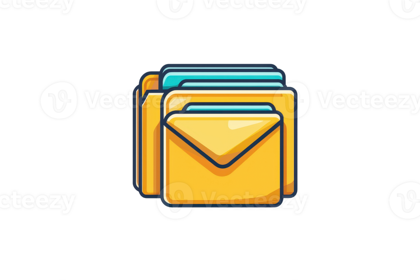 Illustration of a yellow envelope with paper inside, symbolizing email, messaging, and communication in a digital context. png