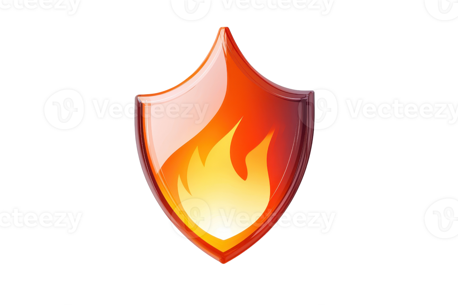 Illustration of a fiery shield with a vibrant flame design, representing security and protection. Ideal for themes on safety and defense. png