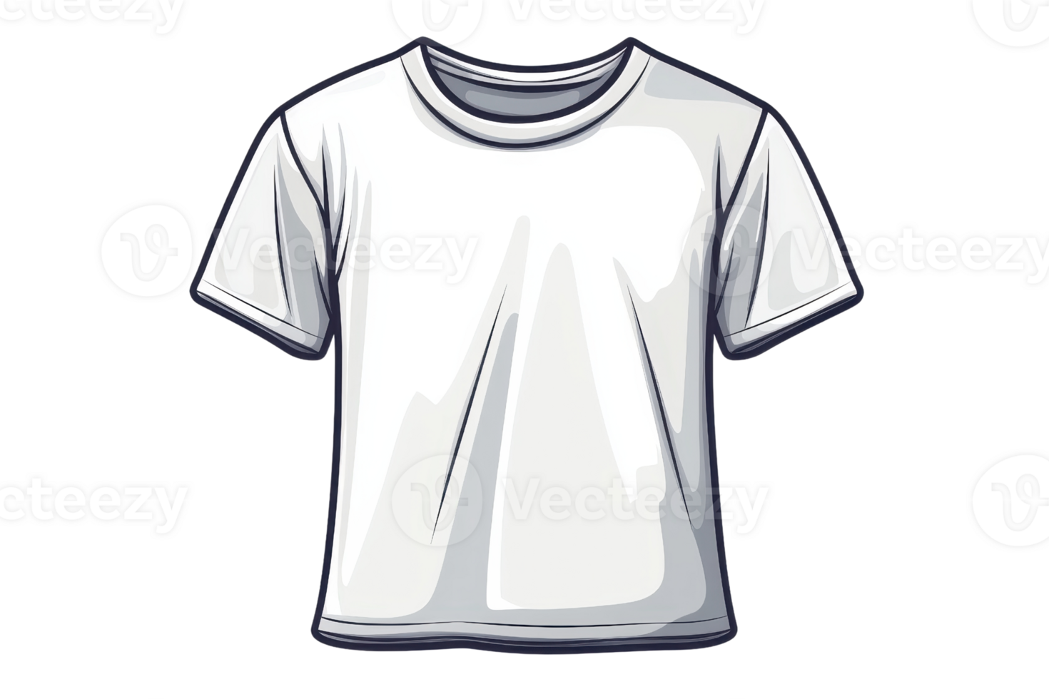 Illustration of a plain white t-shirt on a transparent background, perfect for casual design mockups or fashion presentations. png