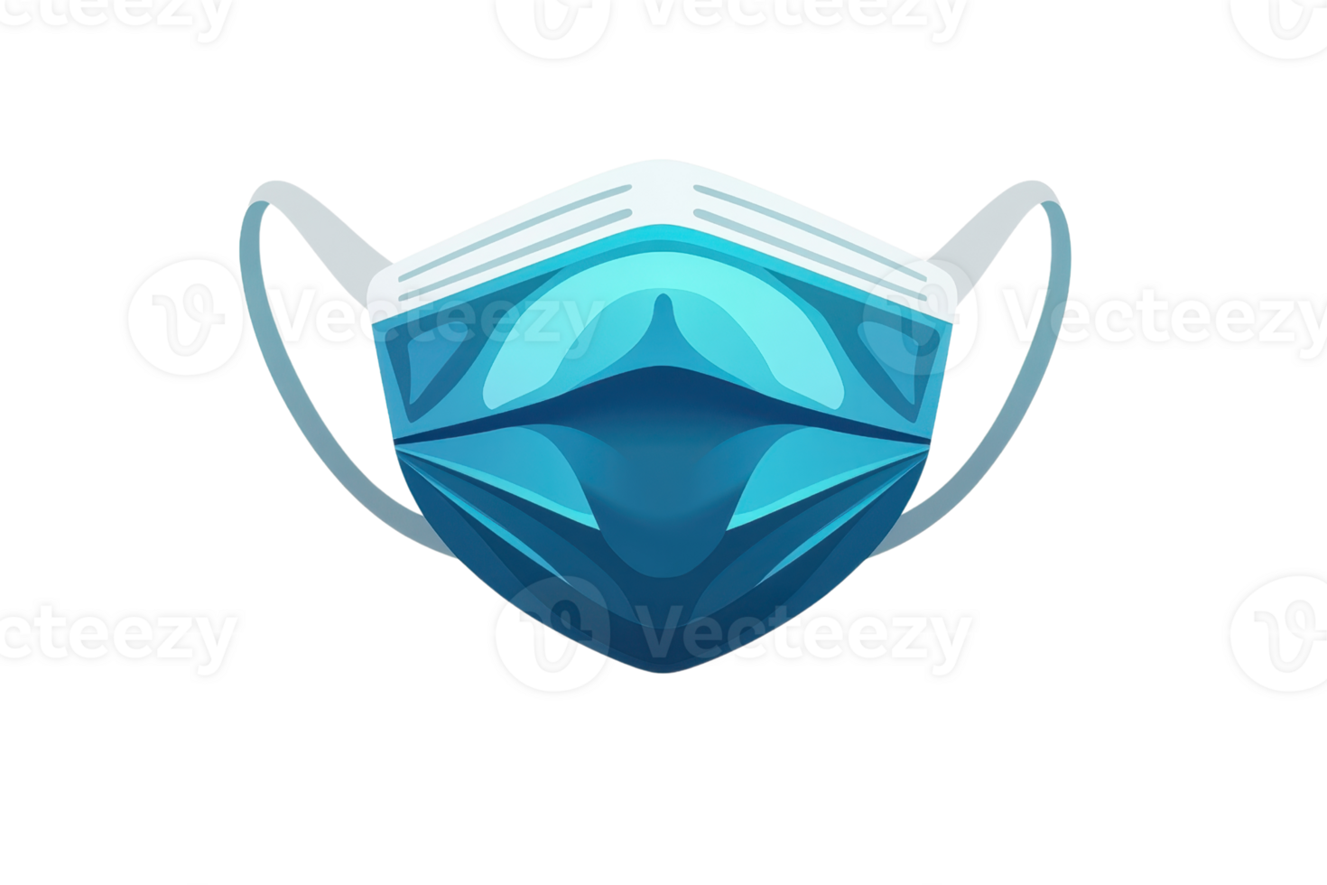 Illustration of a blue medical face mask with elastic ear loops, emphasizing safety and hygiene in healthcare and daily protection. png