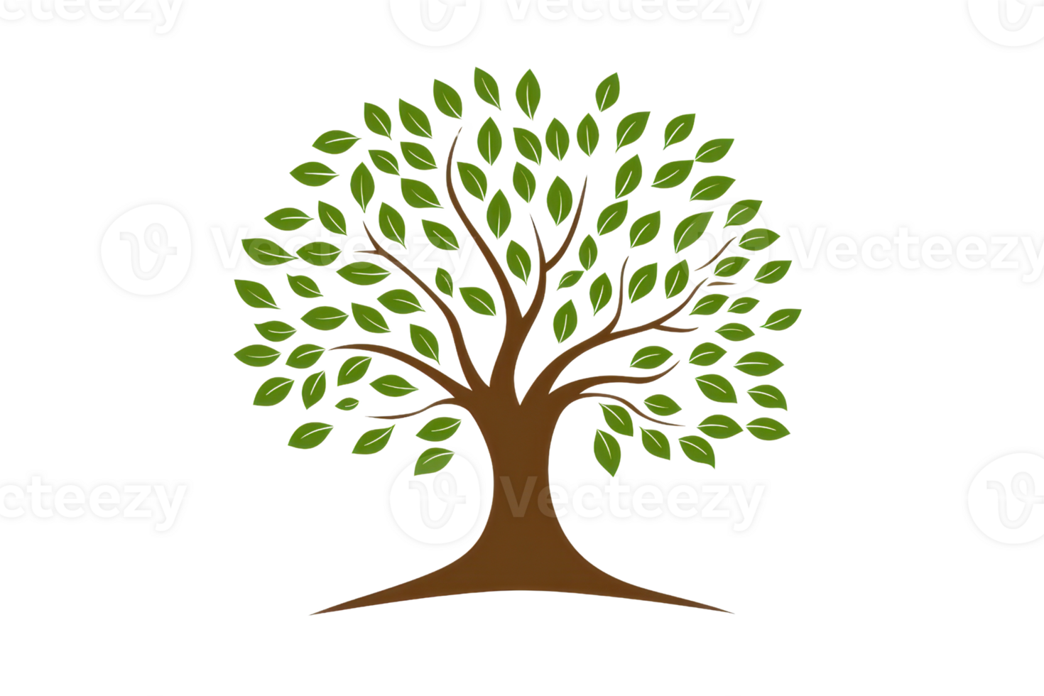 Illustration of a lush green tree with abundant leaves and sturdy branches, representing nature, growth, and environmental harmony. png