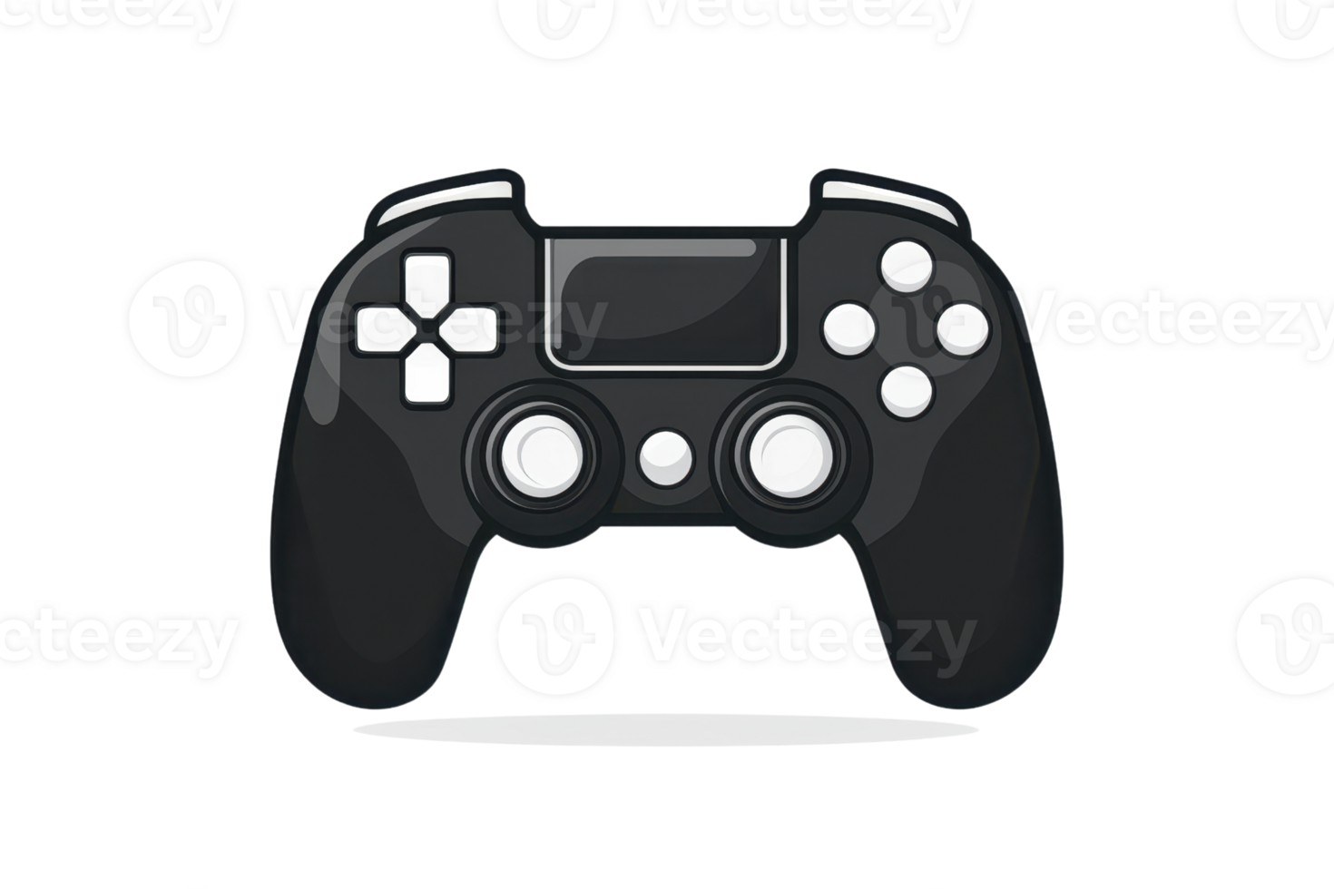 Illustration of a black gaming controller with various buttons and joysticks, isolated on a transparent background. ideal for gaming-themed designs. png