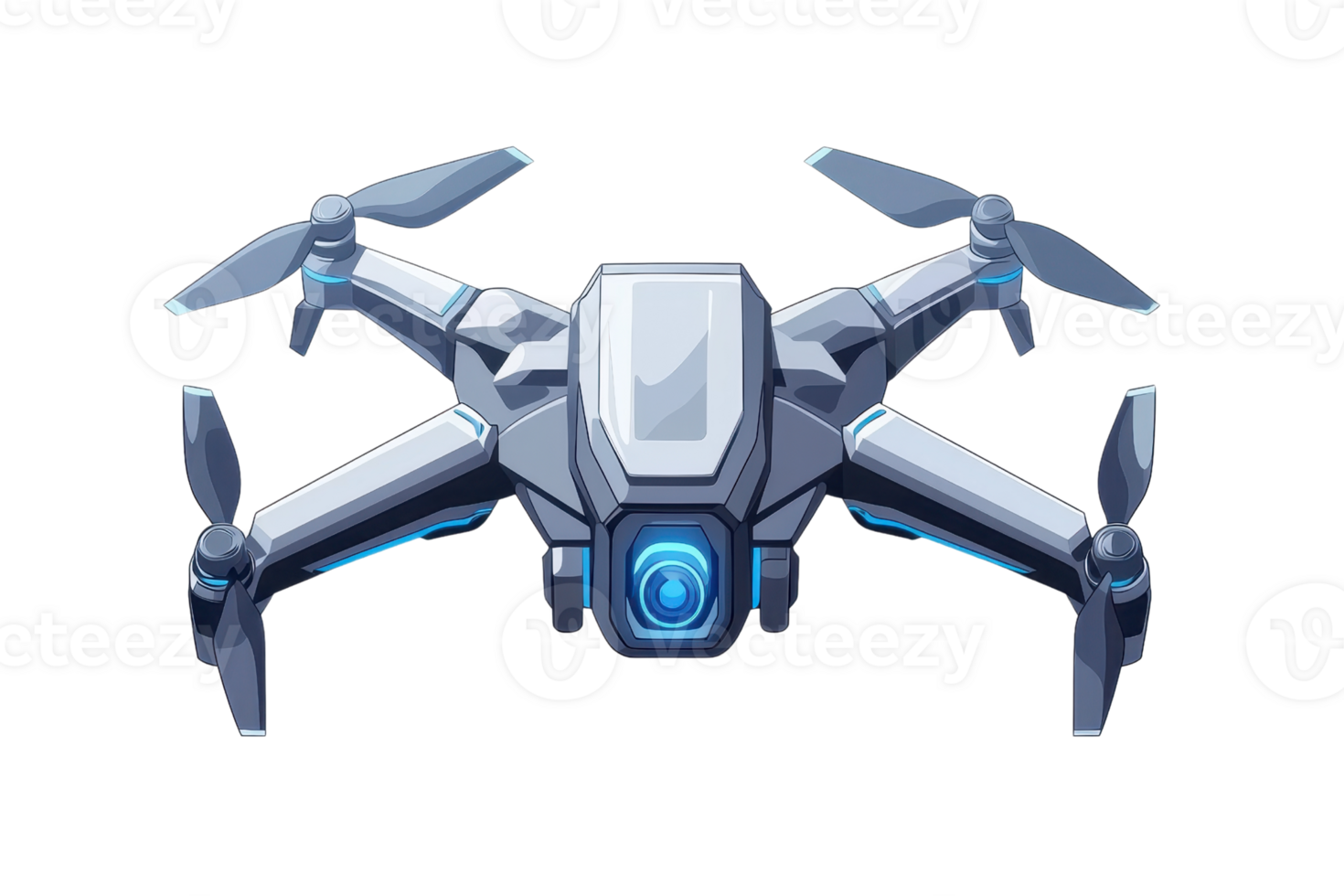 High-tech quadcopter drone with streamlined design, featuring sleek body and advanced technology for aerial photography and exploration. png