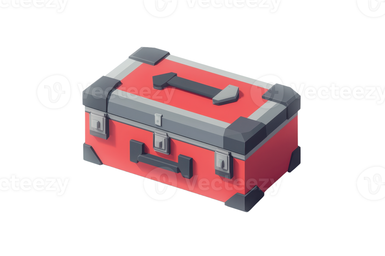 Illustration of a red toolbox with handles and latches, ideal for construction, storage, and repair themes. Perfect for digital projects. png