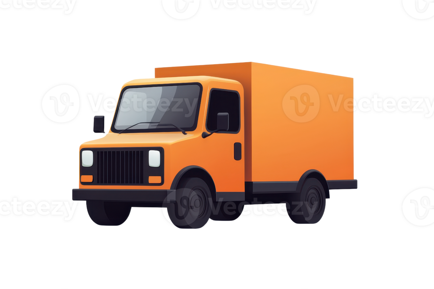 Illustration of an orange delivery truck, perfect for themes of transportation, logistics, and shipping services. png