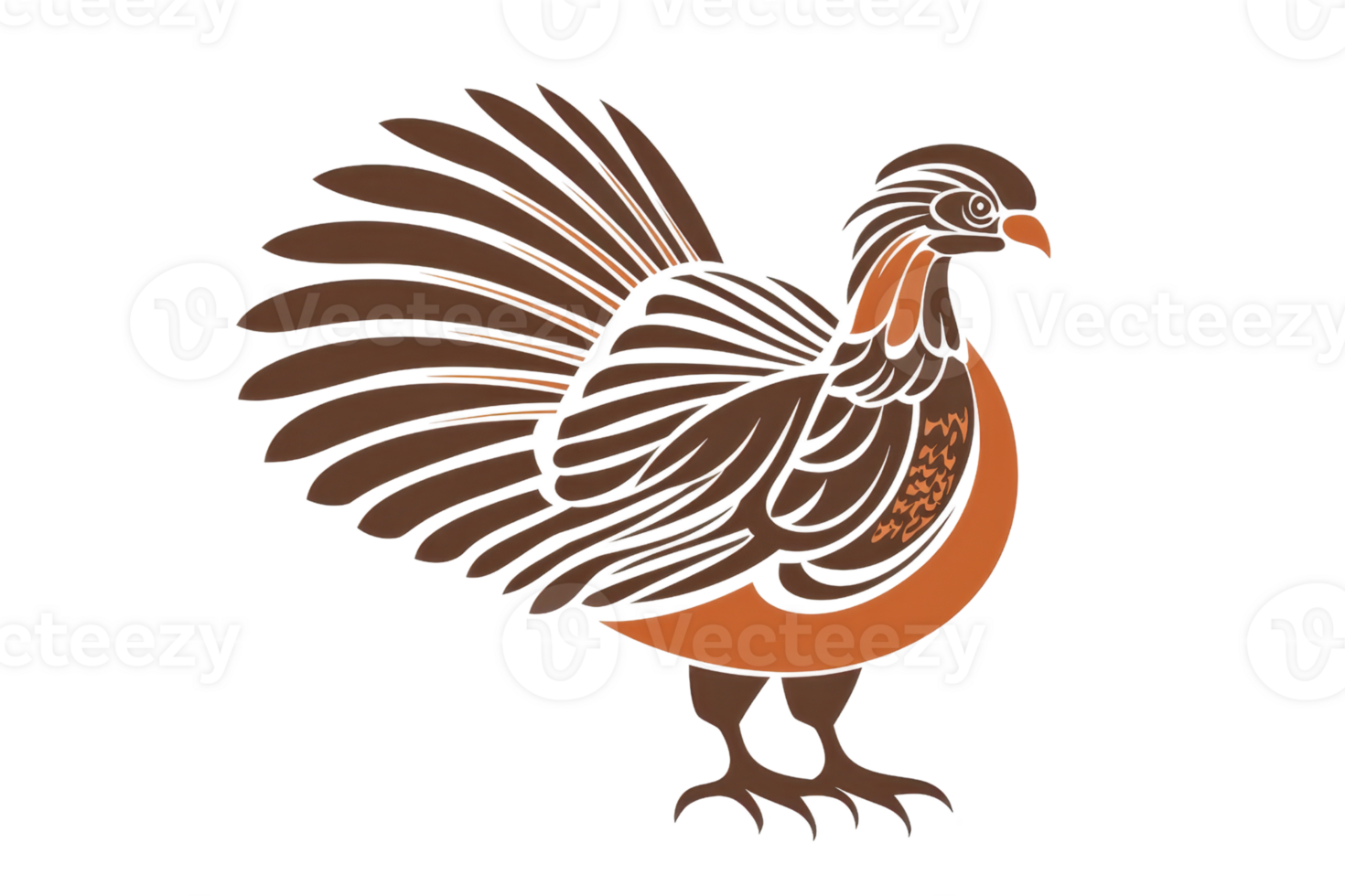 Illustrative design of a brown bird with detailed feathers. Perfect for nature-themed projects and avian artwork enthusiasts. png