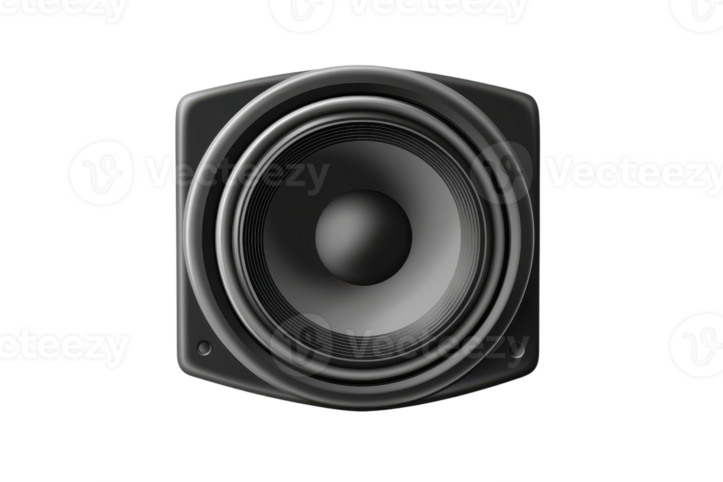 High-quality isolated black audio speaker on a transparent background. perfect for sound systems, music equipment, and multimedia projects. png