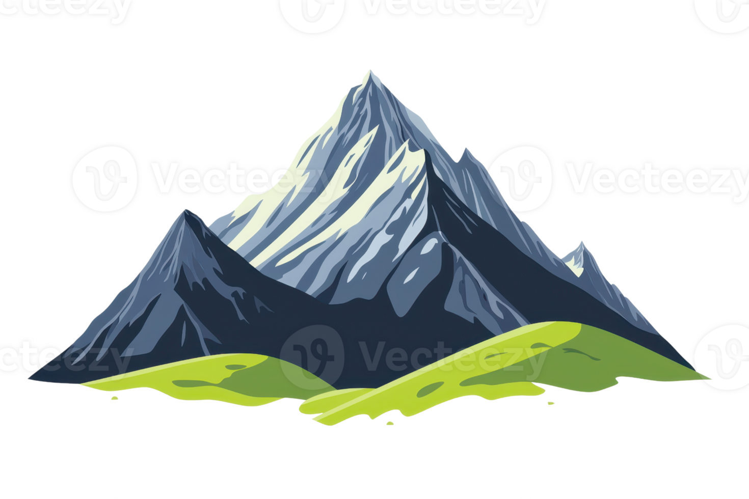 Illustrated mountain peak with rugged slopes and green base, perfect for nature-themed projects and outdoor adventure visuals. png