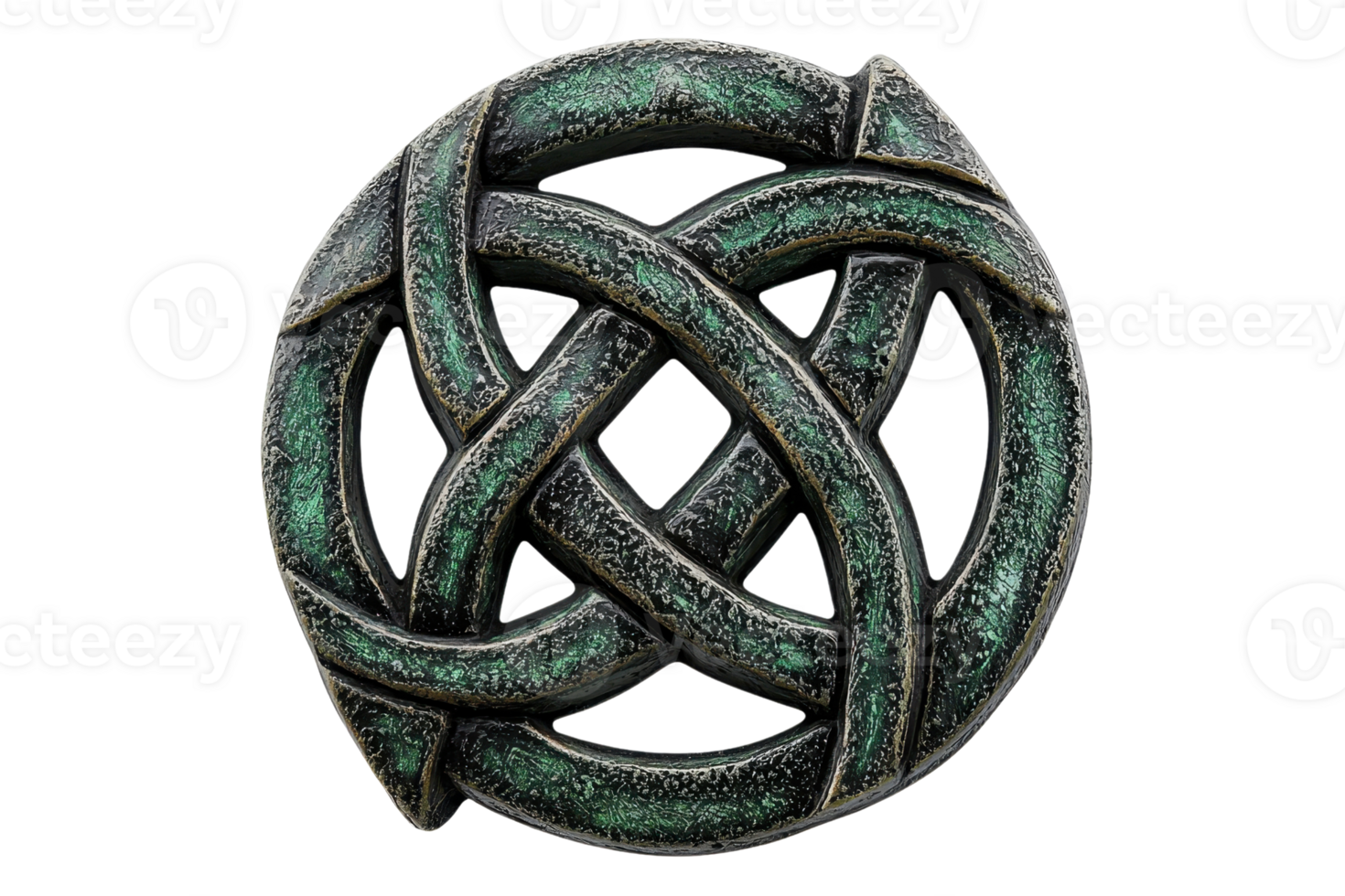 Intricate Celtic knot design with a rustic, metallic texture. Symbolizes infinity and unity, perfect for cultural or historical themes. png