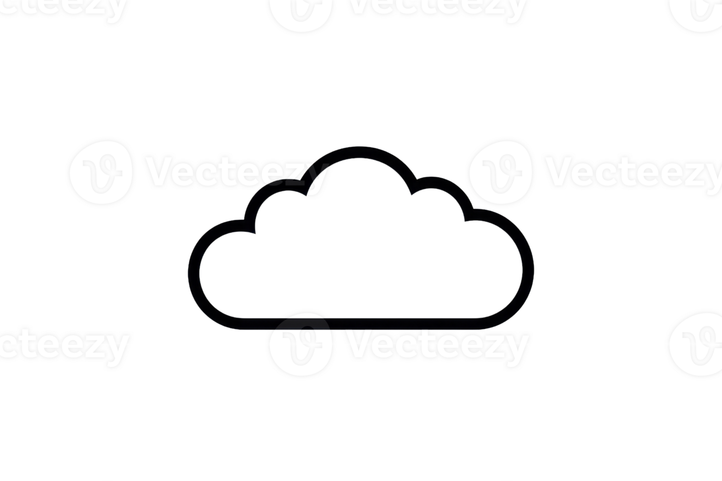 Minimalist black outline of a cloud icon on a transparent background, perfect for web design and weather application layouts. png