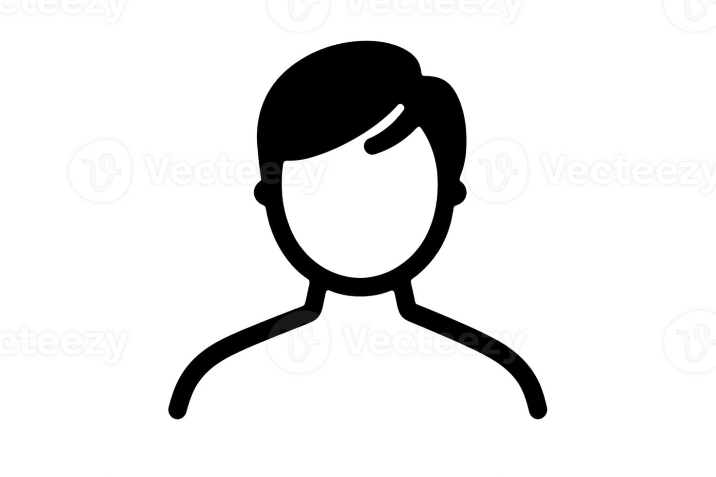 Simple black icon of a person silhouette on a transparent background, ideal for profiles, avatars, and web design projects. png