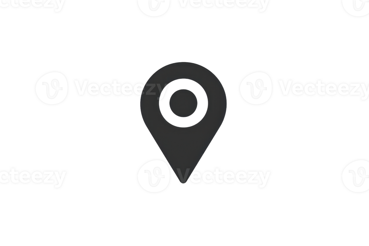 Minimalist black map pin icon on a transparent background. representing location, navigation, and geolocation in digital applications. png