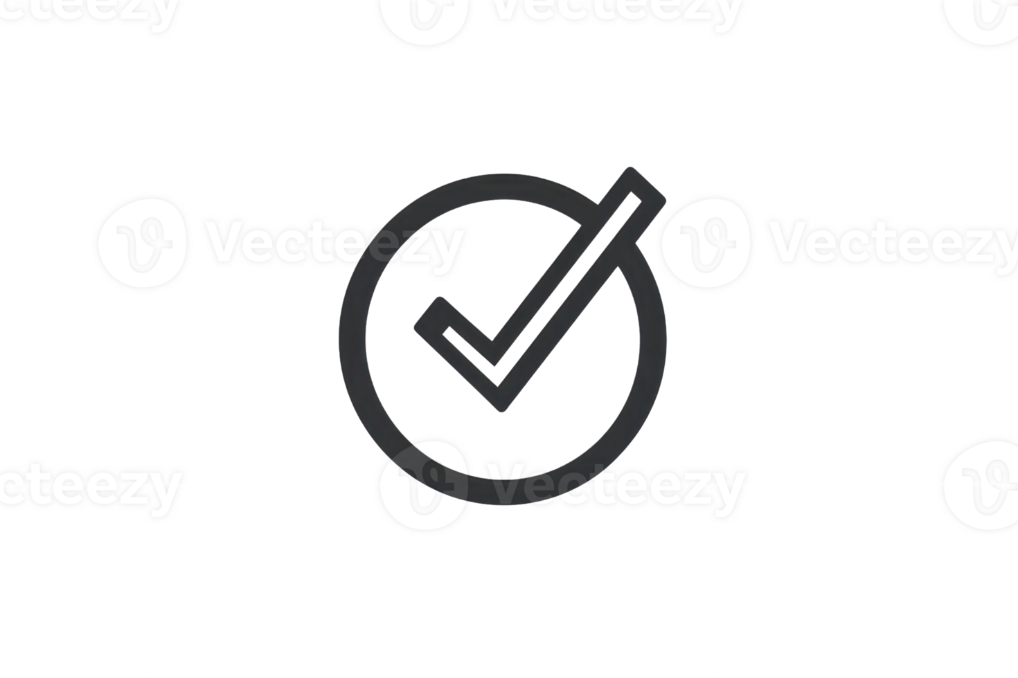 Minimalist black and white check mark icon on transparent background, symbolizing approval, success, and completion. png