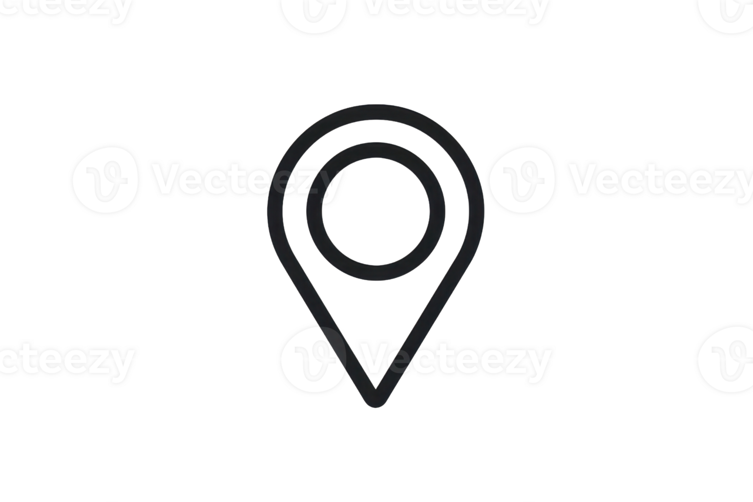 Minimalistic line icon of a map marker or location pin, representing direction, navigation, and geographic pinpointing in style. png