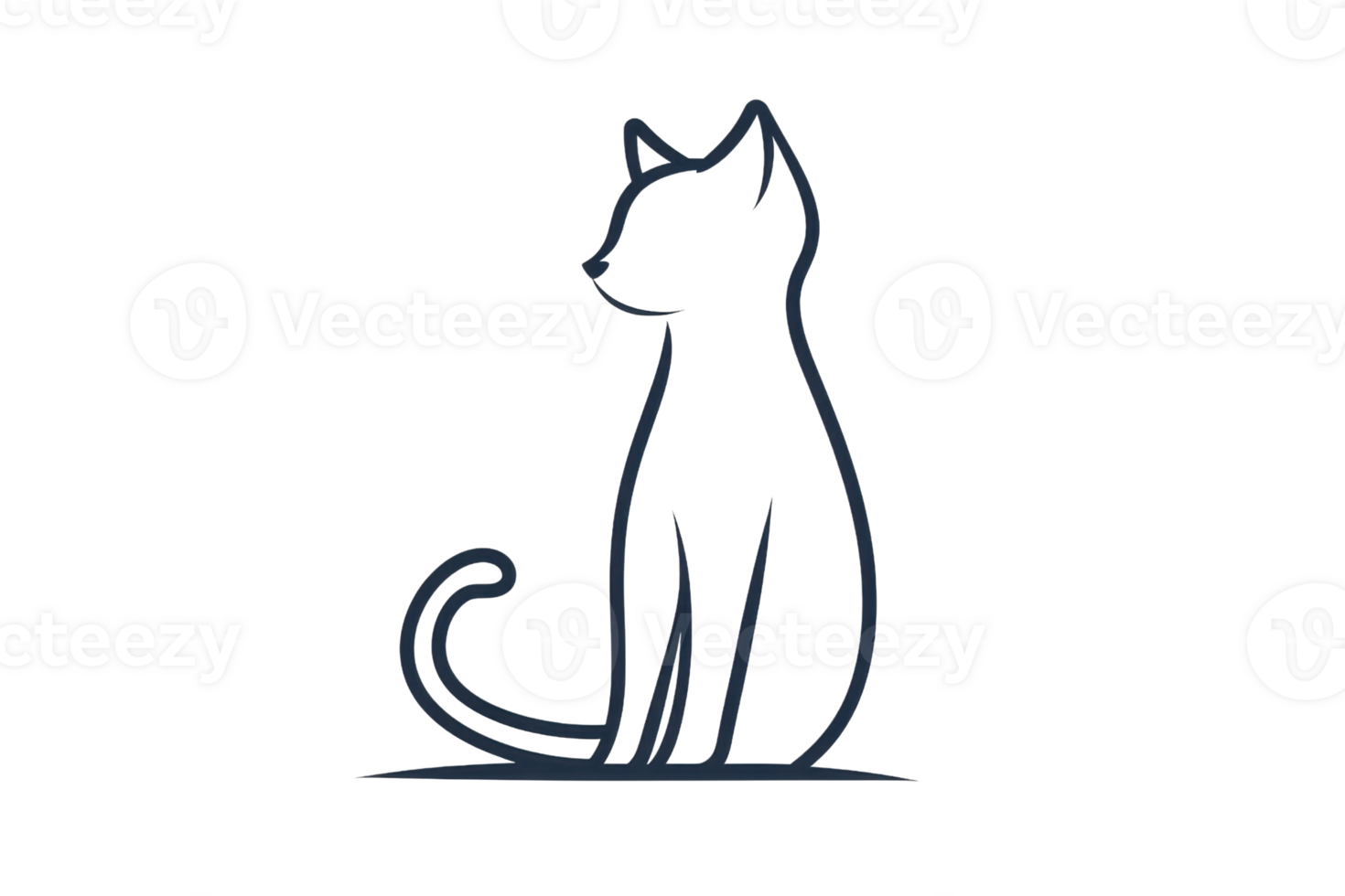 Minimalist line art of a cat silhouette, representing simplicity and elegance. Perfect for modern design and decoration needs. png