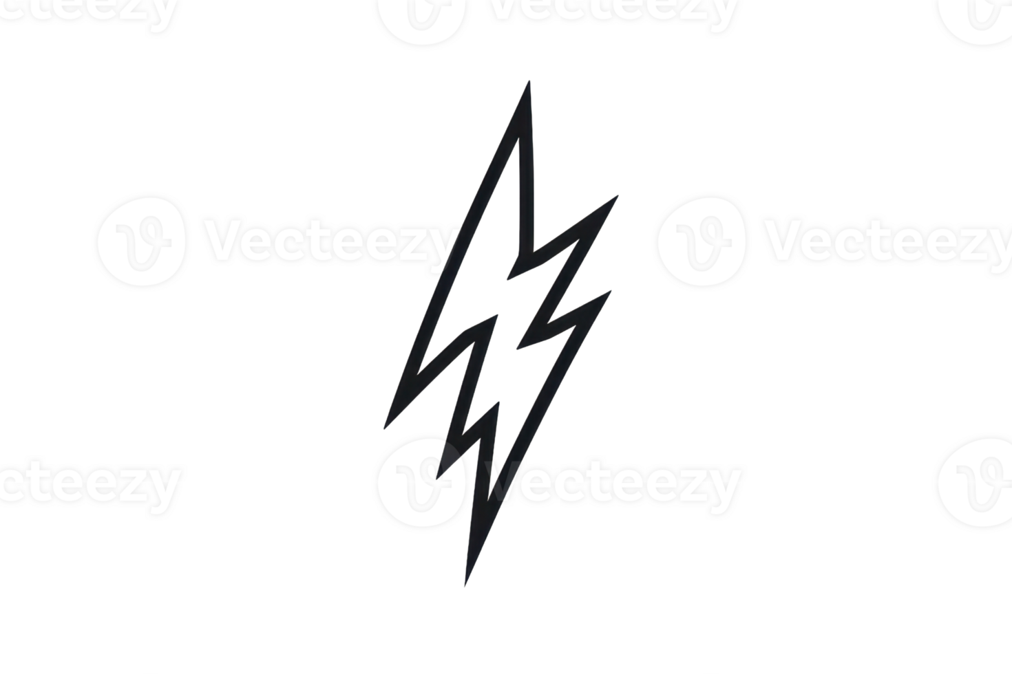 Simple lightning bolt silhouette on a transparent background, symbolizing power, energy, and electricity, perfect for graphic design use. png