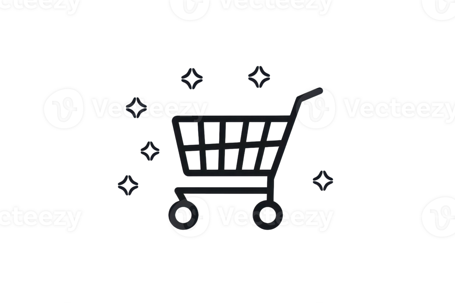Minimalist illustration of a shopping cart, symbolizing online shopping and e-commerce. Ideal for business and marketing visuals. png