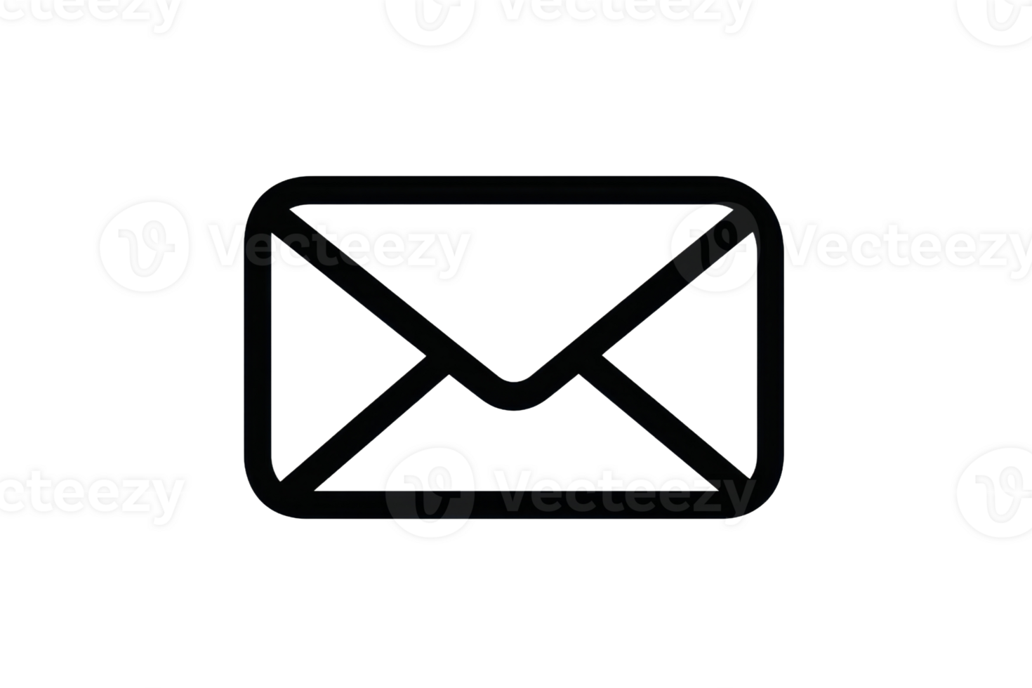 Minimalist black envelope icon on a transparent background, representing email communication and messaging applications. png