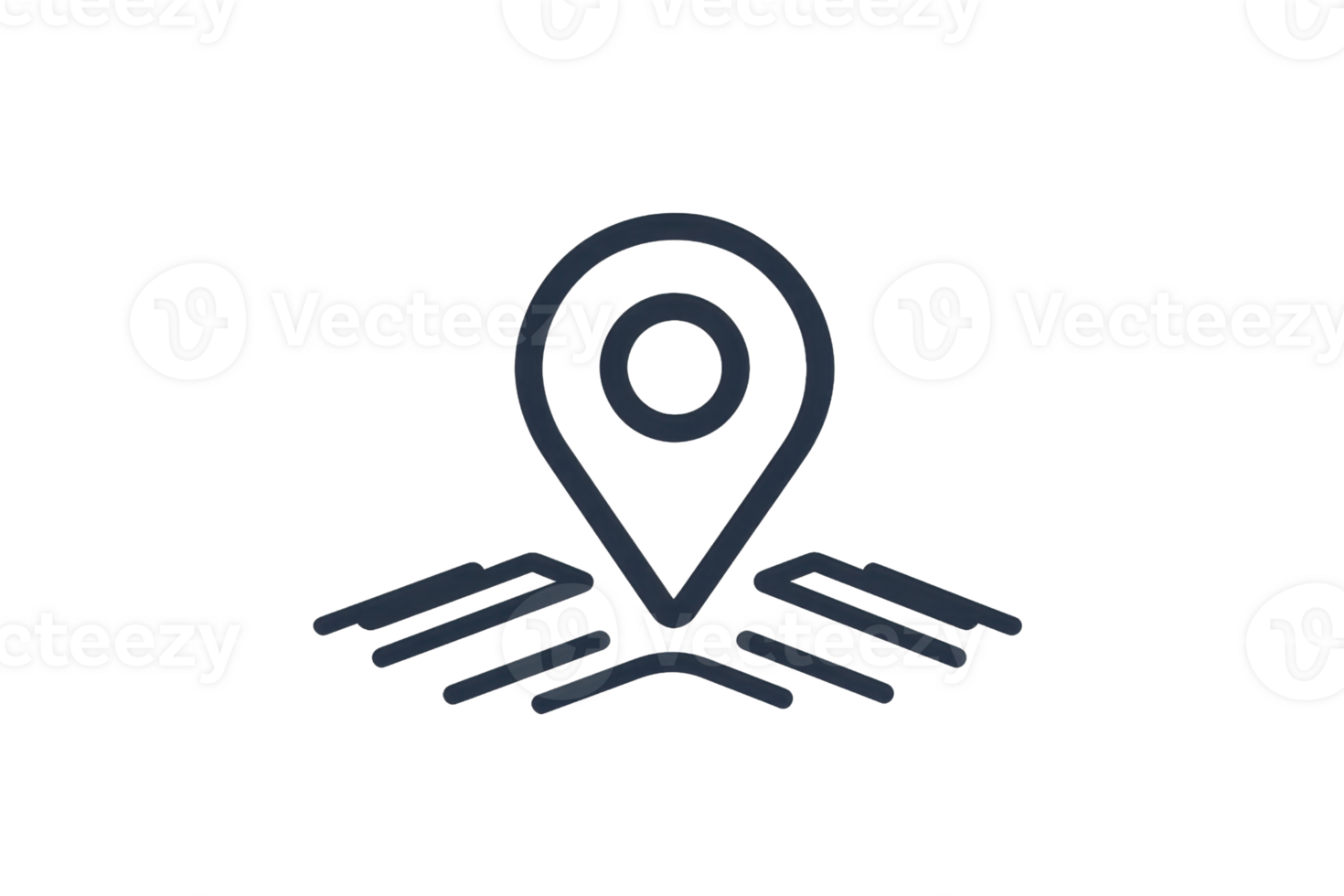 Minimalist black and white location pin icon on a transparent background, representing navigation and geographic positioning. png