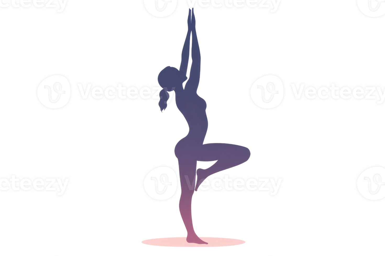Silhouette of a person practicing yoga in tree pose, showcasing balance and tranquility in a minimalist design. png