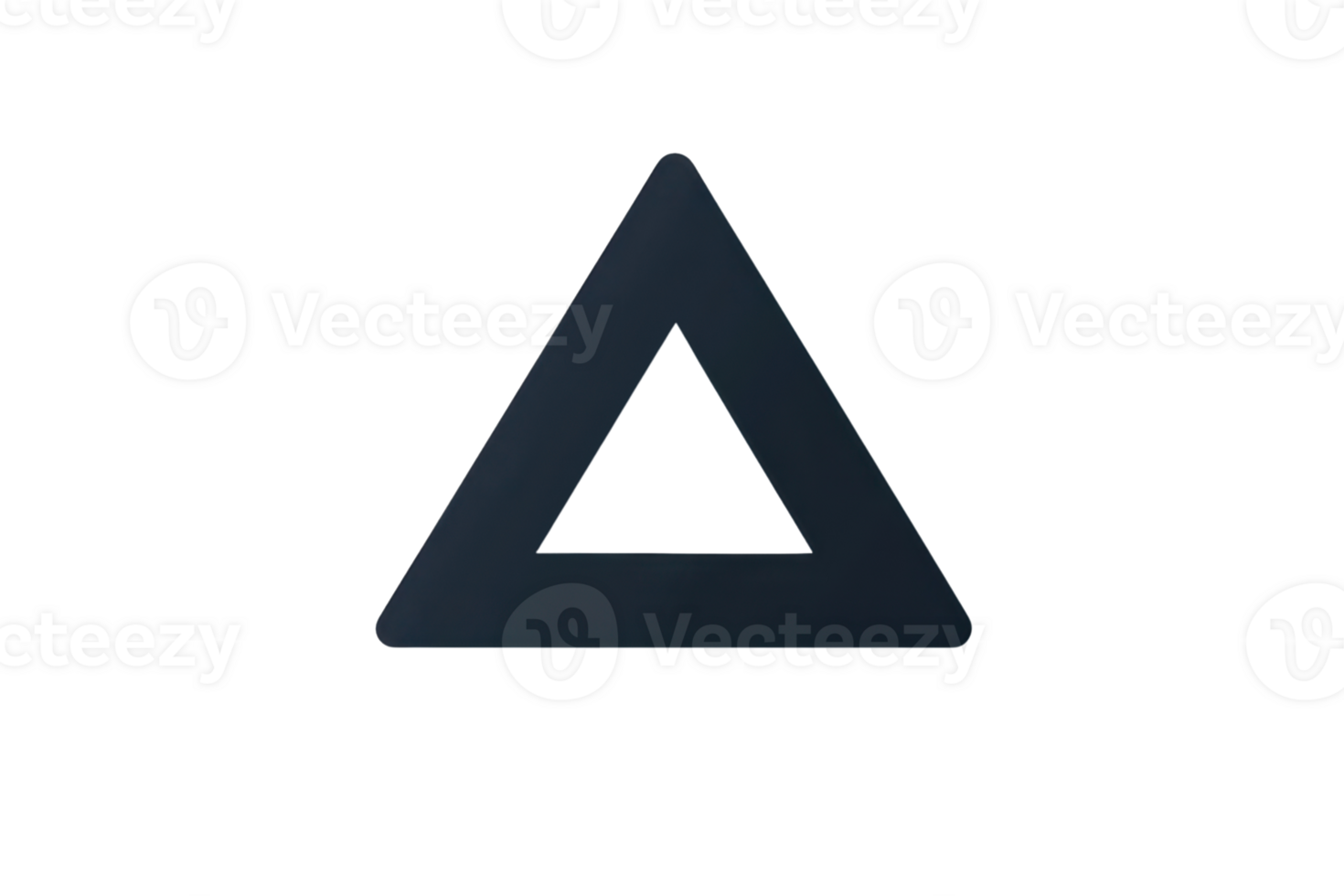 Minimalistic black triangle symbol on a transparent background, representing simplicity, geometry, and modern design in digital art. png