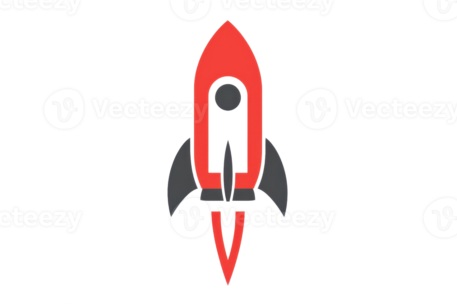 Simple red rocket icon with black fins, symbolizing innovation and launch. Ideal for projects related to space, startups, or technology. png