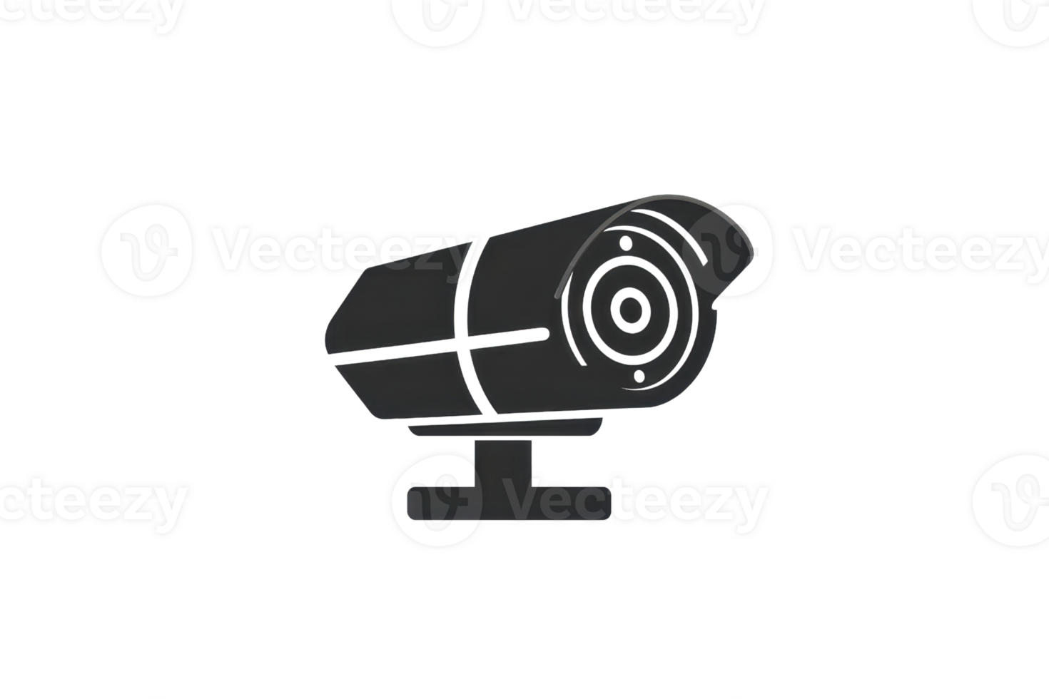 Sleek black CCTV surveillance camera icon on a transparent background, ideal for security and monitoring design needs. png