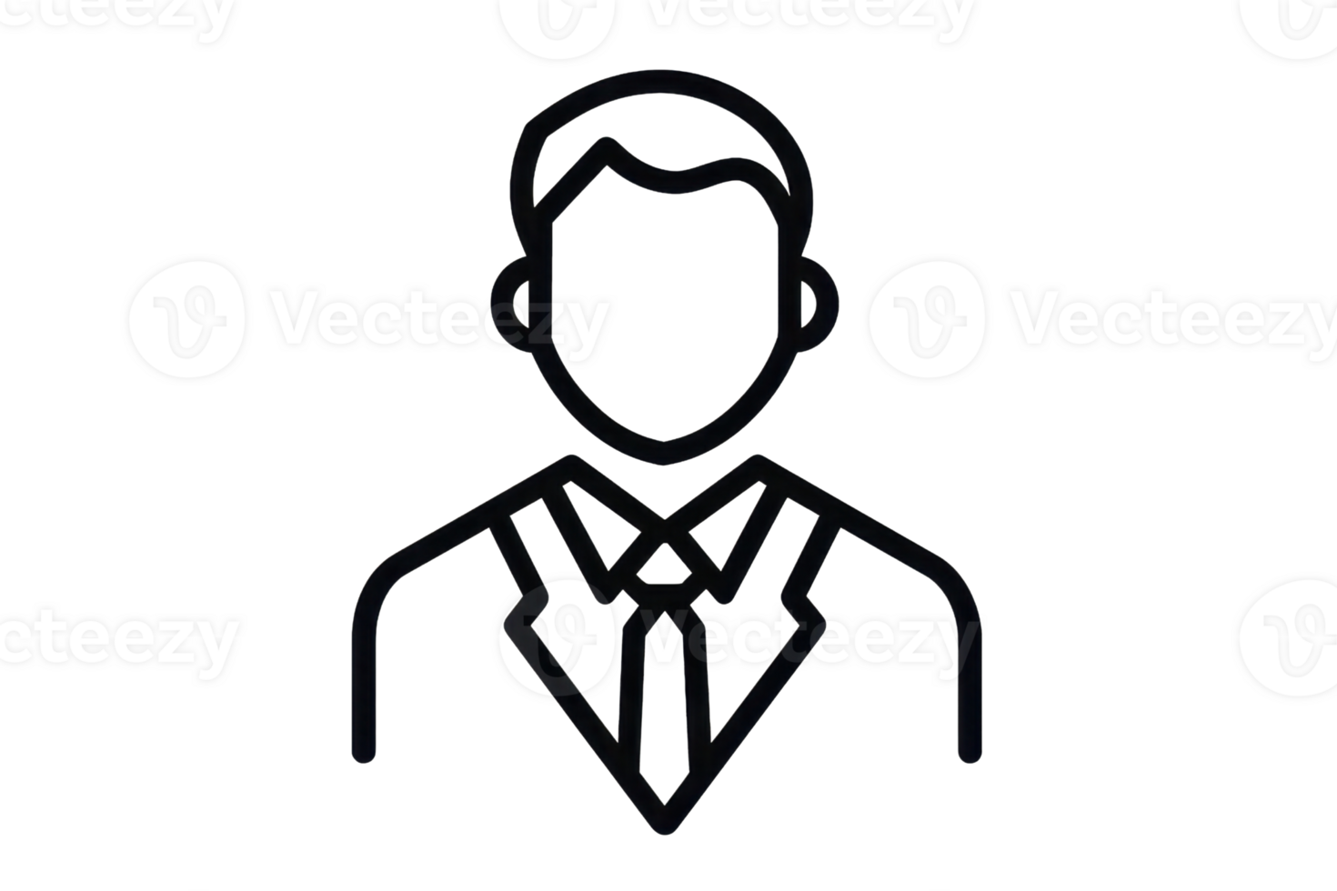 Simple black outline of a person in a suit, symbolizing professionalism, suitable for business profiles or corporate design. png