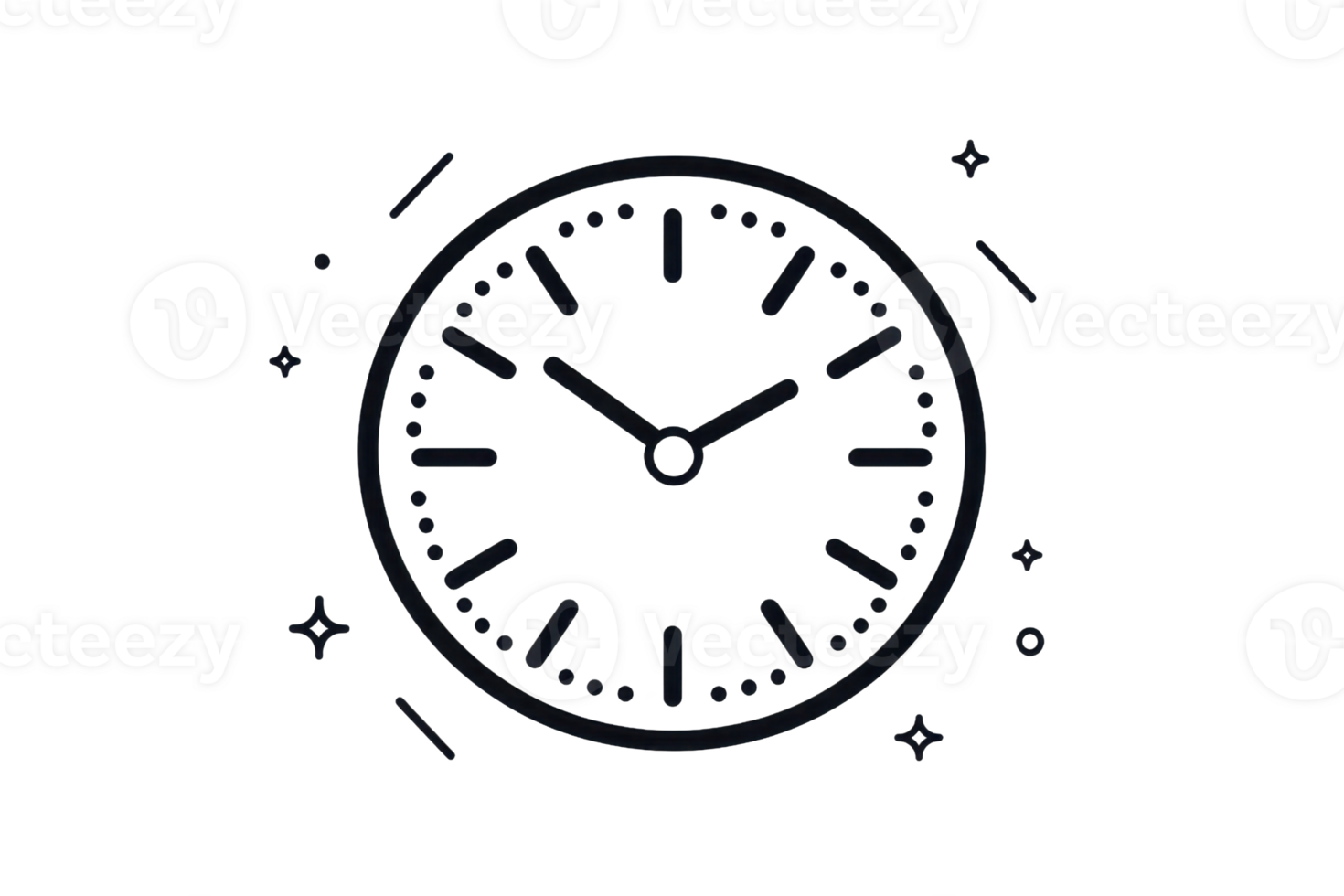 Minimalist clock illustration showcasing a simple analog design with elegant lines and clean aesthetics, ideal for themes of time and punctuality. png