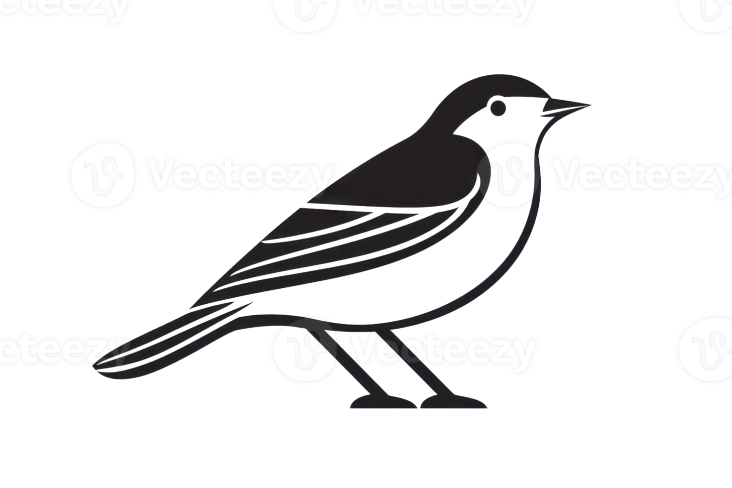 Minimalist bird silhouette in black and white, ideal for logos, icons, and design elements with a focus on simplicity and elegance. png