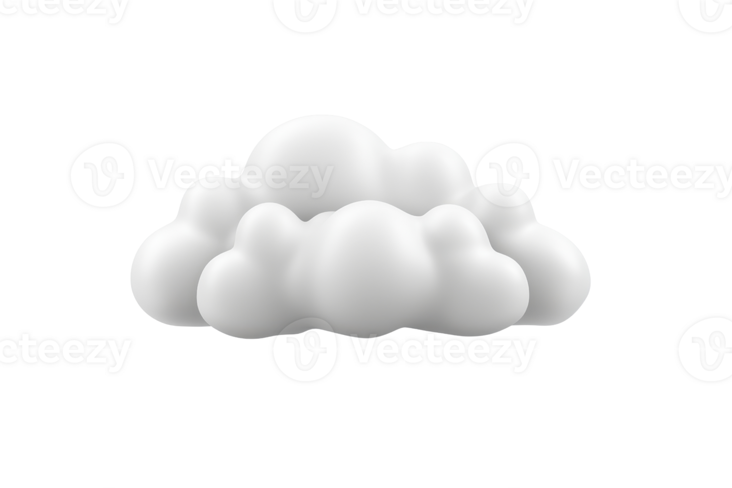 Realistic white cloud illustration on a transparent background, perfect for weather and nature-themed designs. png