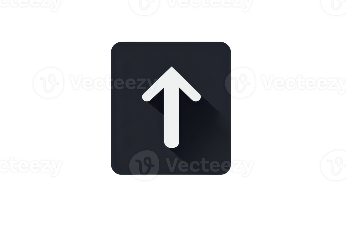 Minimalist black and white upward arrow icon with a shadow, isolated on transparent background. symbolizing direction and progress. png