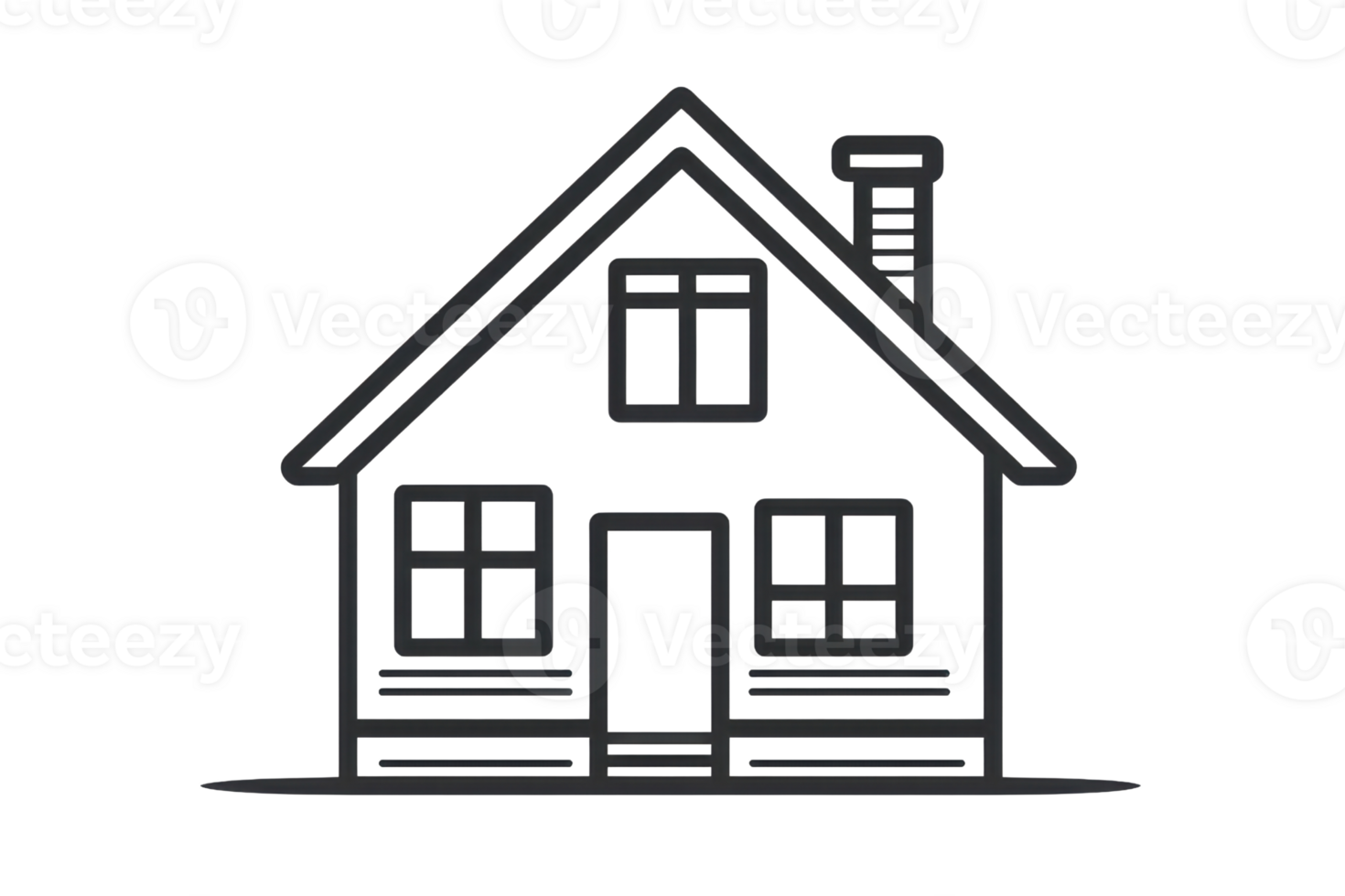 Minimalist line drawing of a house, featuring a simple and modern style, ideal for real estate, architecture, or design projects. png