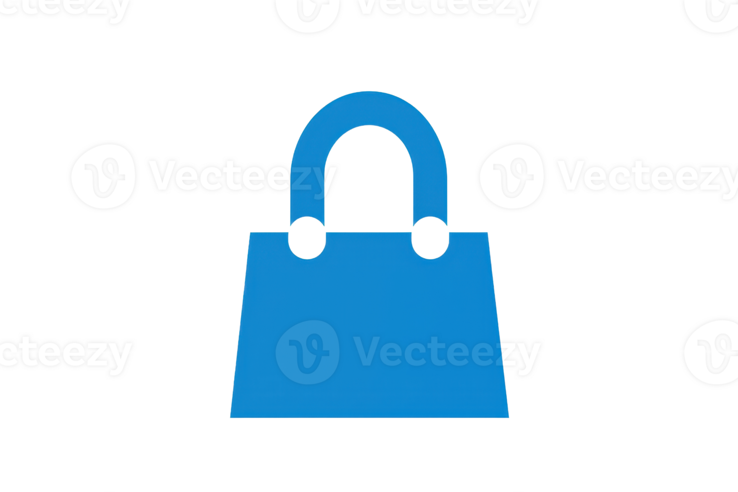 Minimalistic blue shopping bag icon on a transparent background, perfect for online retail and e-commerce design projects. png