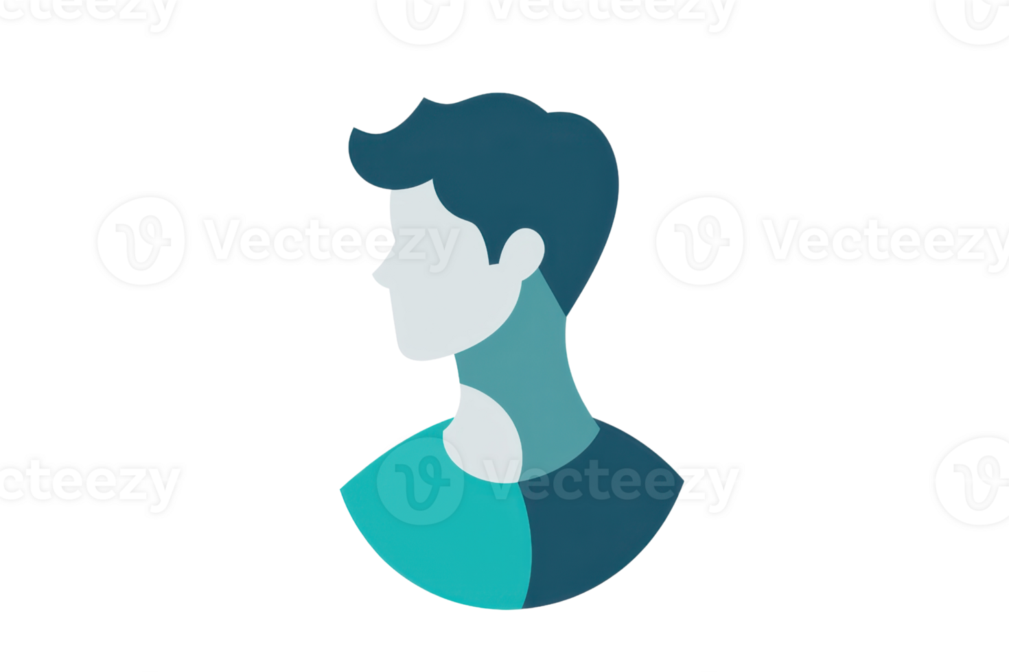 Minimalist blue illustration of a man in profile view, showcasing simplicity and modern graphic design style, perfect for creative projects. png