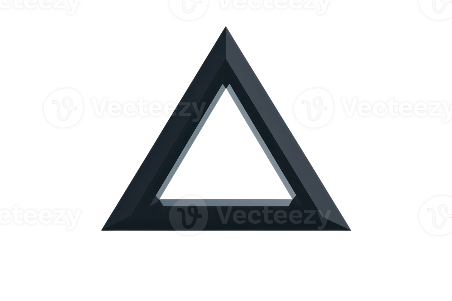 Modern 3D black triangular shape on a transparent background. Geometric design, minimal style, perfect for digital artwork or abstract themes. png