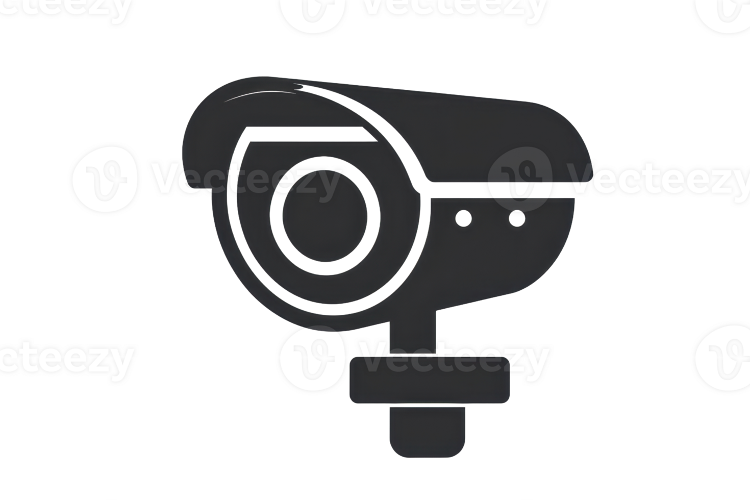 Minimalistic black security camera icon isolated on a transparent background, symbolizing surveillance and safety. png